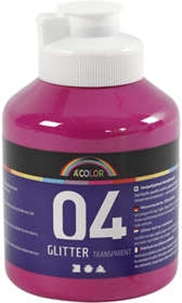 A-Color acrylverf, roze, 04- glitter, 500ml [HOB-32507]